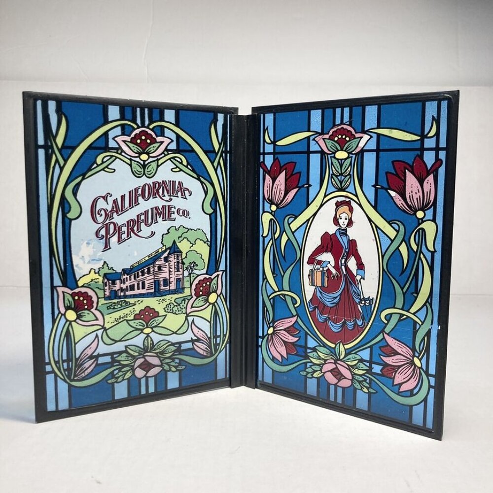 Vintage California Perfume Company Stained Glass Vanity Decor Victorian Lady Flo